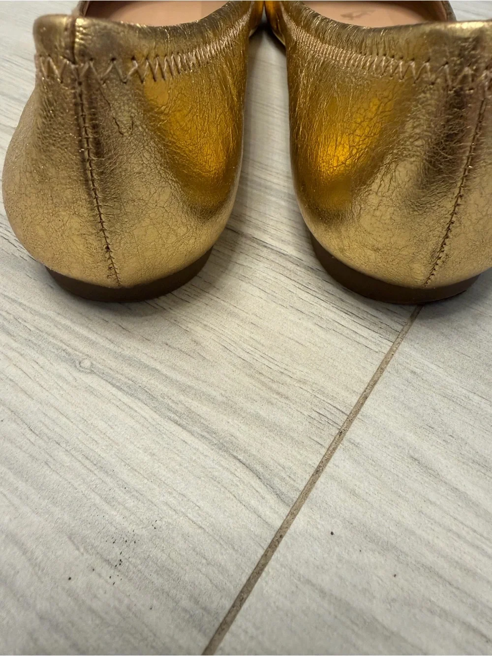 Tory Burch Gold Leather Ballet Flats